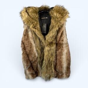 Lanshifei Hooded Faux Fur Hooded Vest XL (see measurements) NWT